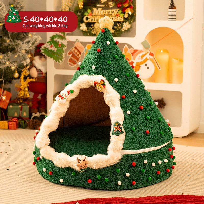 Closed And Plush Thick Christmas Cat Litter