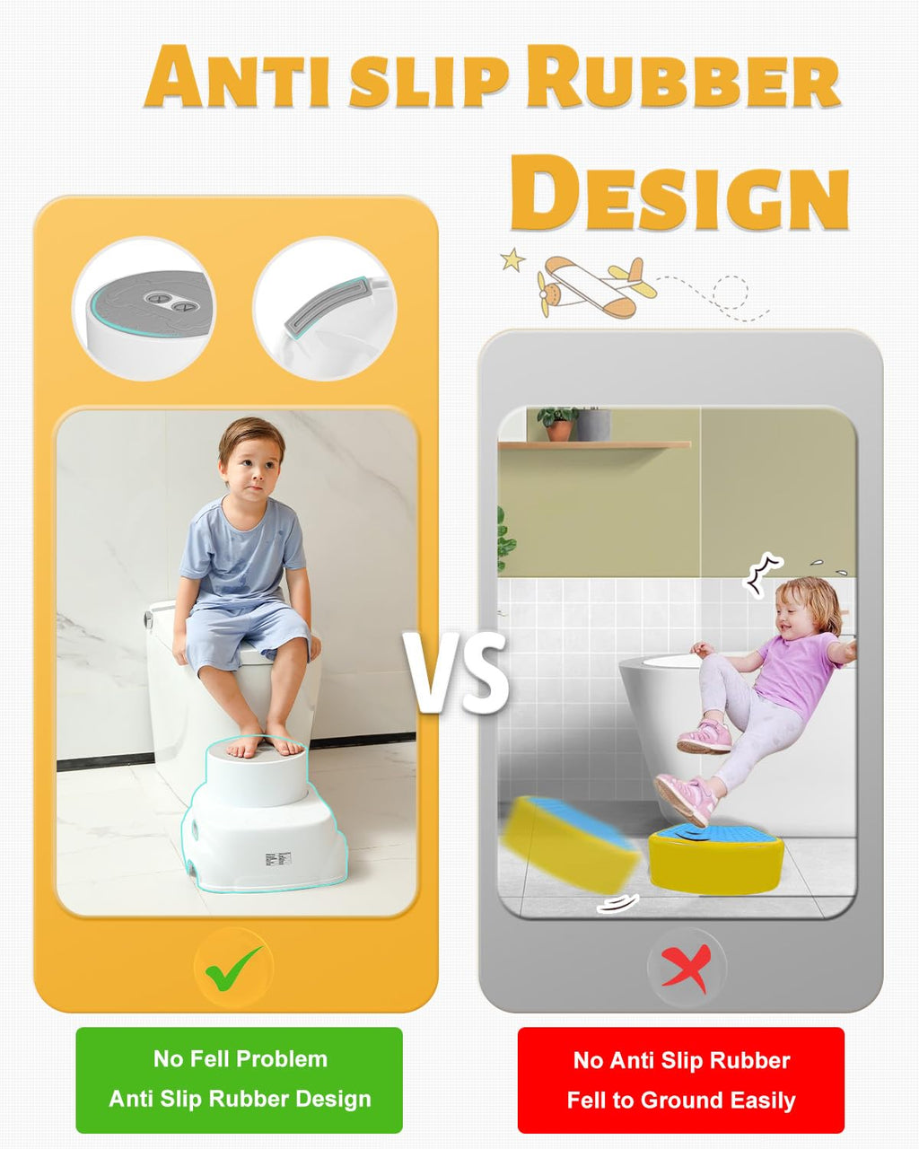 Padded 2-Step Step Stool, 2-Step Footstool - Step Stool Non-slip, Portable, Space-saving Design For Bathroom, Kitchen, Bedroom, Classroom - Easy To Clean, Sturdy And Comfortable