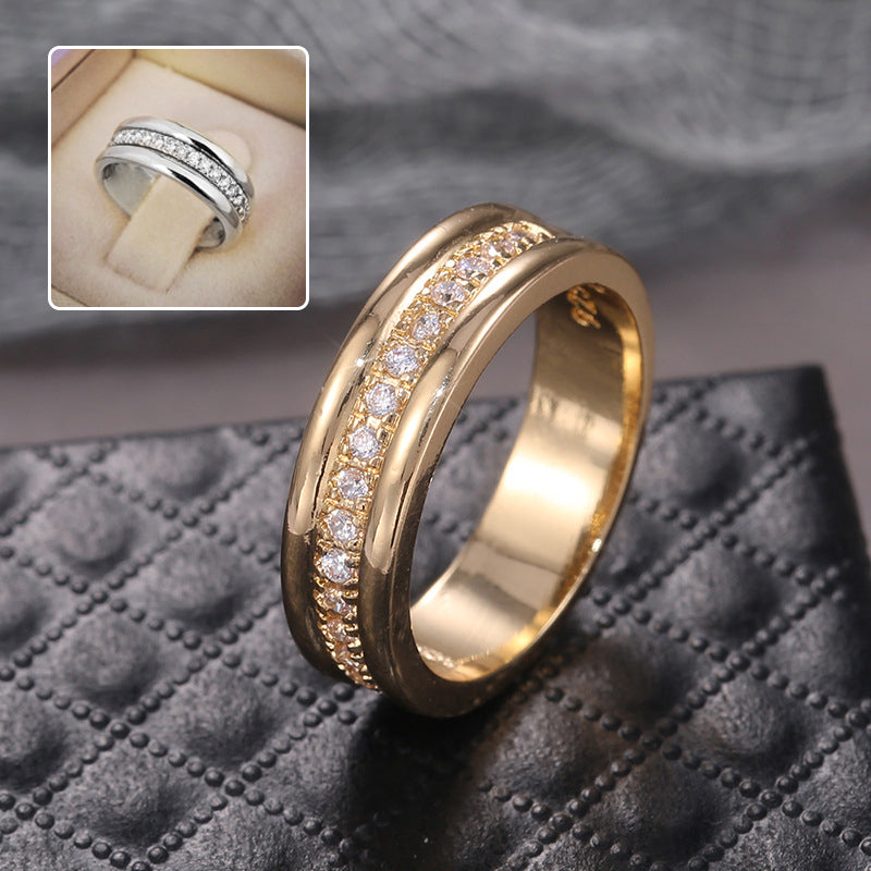 Simple Golden Sliver Rhinestones Ring Copper Plated RIngs Fashion Jewellery