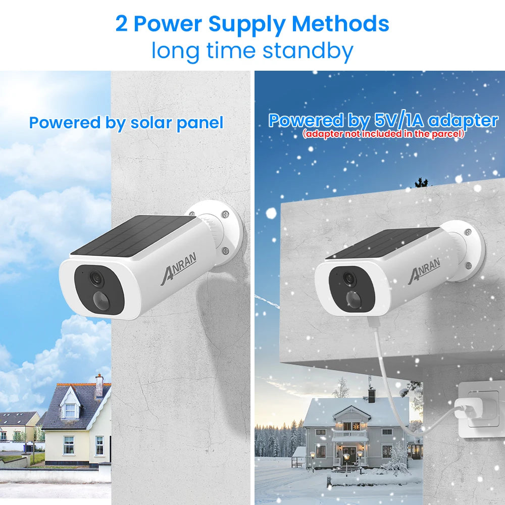 ANRAN 2/3/4 PCS Outdoor Wireless WIFI Camera 2.4G 3MP Battery Solar Security Camera Floodlight Color Night Vision Local Alarm