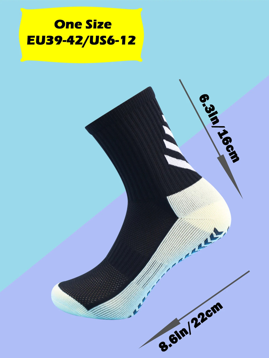 1 Pair Men's Football Socks with Grip, Non Slip Anti Slip Athletic Socks with Cushion Pads for Football/Basketball/Hockey