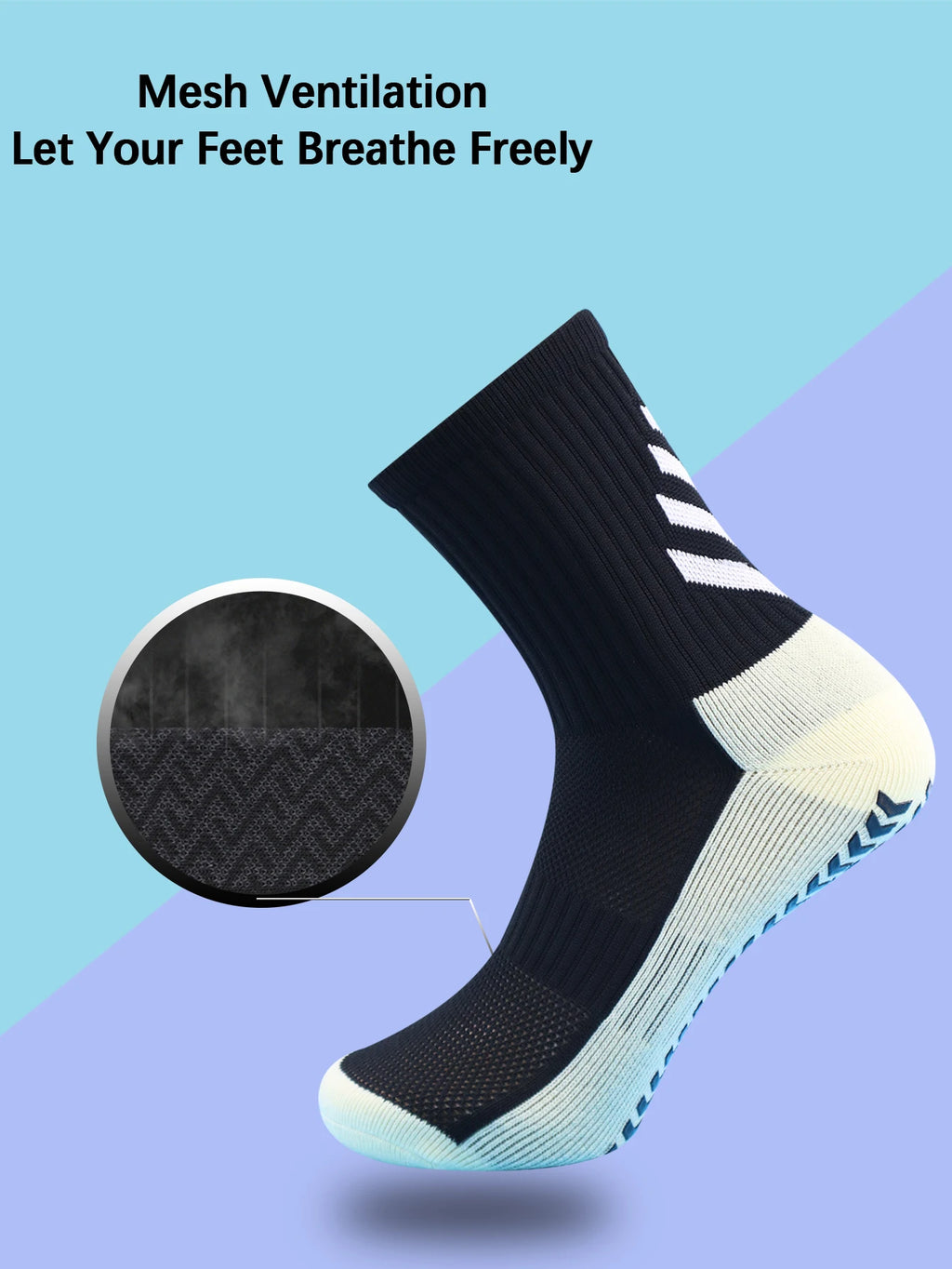 1 Pair Men's Football Socks with Grip, Non Slip Anti Slip Athletic Socks with Cushion Pads for Football/Basketball/Hockey