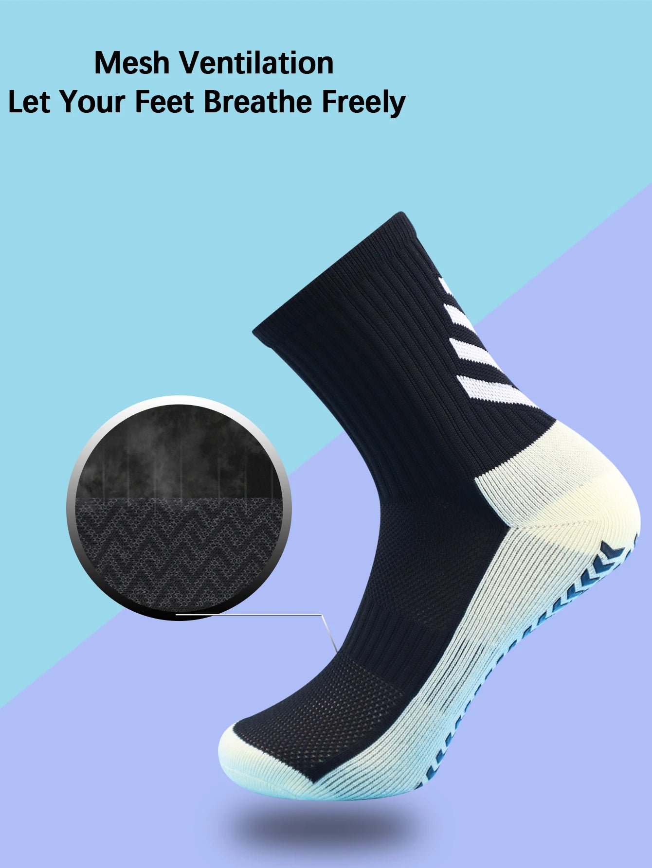 1 Pair Men's Football Socks with Grip, Non Slip Anti Slip Athletic Socks with Cushion Pads for Football/Basketball/Hockey