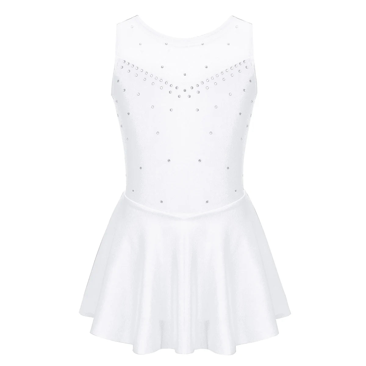 Kids Girls Professional Rhythmic Gymnastics Leotard Long Sleeves Tulle Splice Cutouts Girls Figure Ice Skating Competition Dress