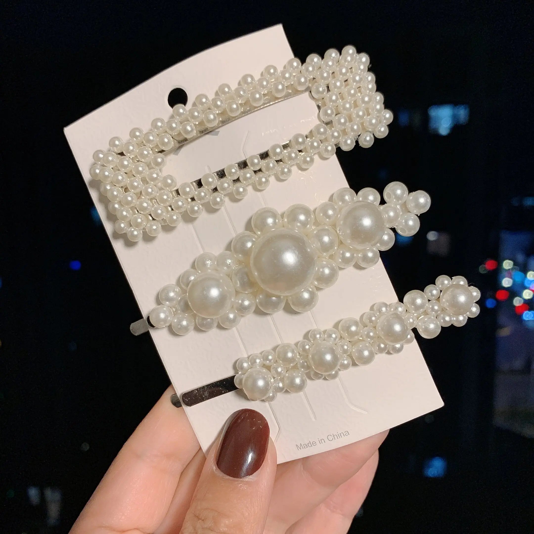 Woman Elegant Geometric Pearl Hairpins Korean Style Hair Clips Alloy Barrettes Girls Hair Accessories Hair Grips Headwear