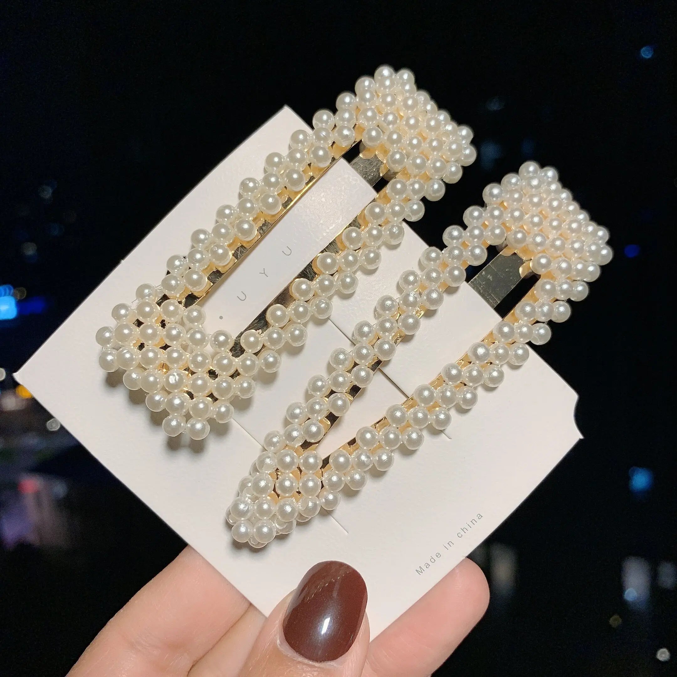 Woman Elegant Geometric Pearl Hairpins Korean Style Hair Clips Alloy Barrettes Girls Hair Accessories Hair Grips Headwear