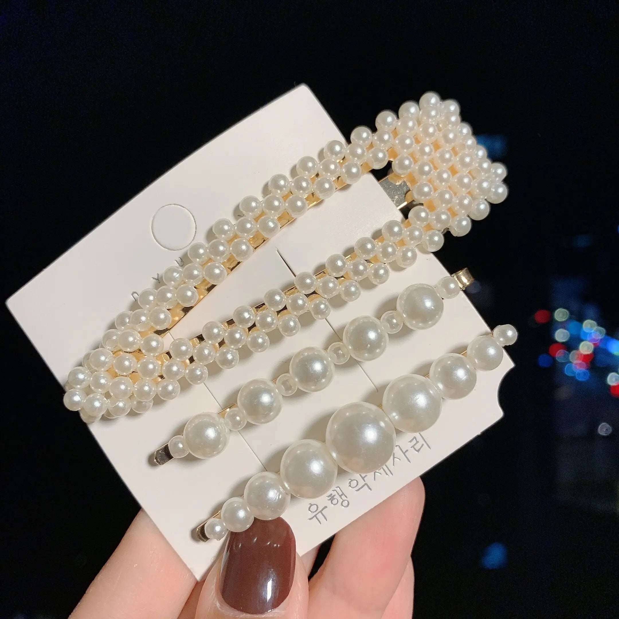 Woman Elegant Geometric Pearl Hairpins Korean Style Hair Clips Alloy Barrettes Girls Hair Accessories Hair Grips Headwear