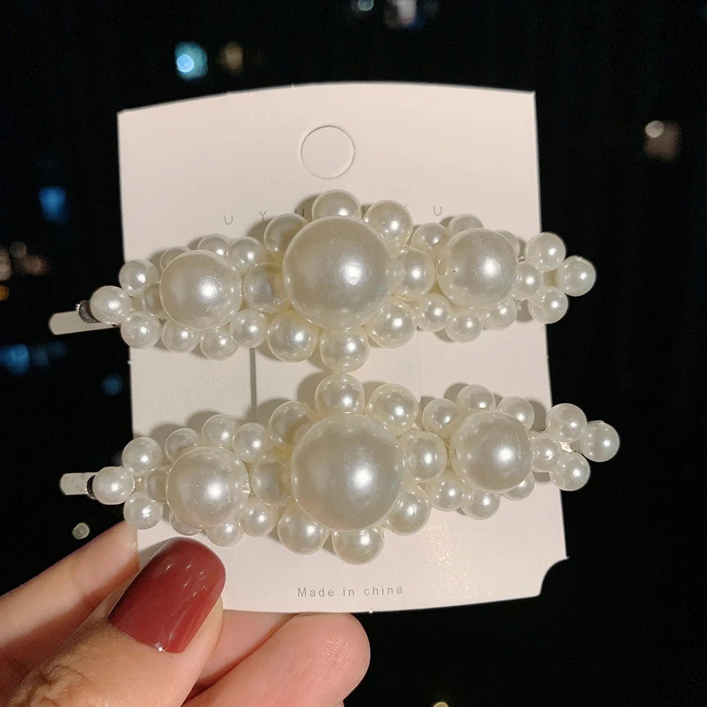Woman Elegant Geometric Pearl Hairpins Korean Style Hair Clips Alloy Barrettes Girls Hair Accessories Hair Grips Headwear