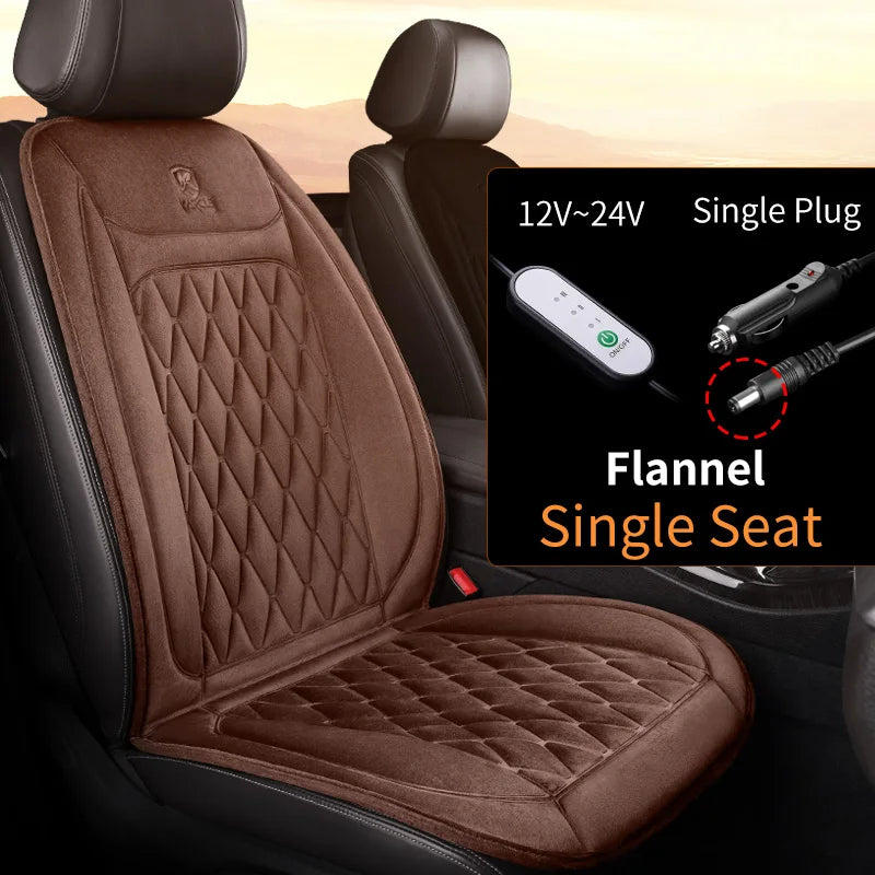 12-24v Heated Car Seat Cover 30' Fast Car Seat Heater Cloth/Flannel  Heated Car Seat Protector 25W Seat Heating Cover Car Seat