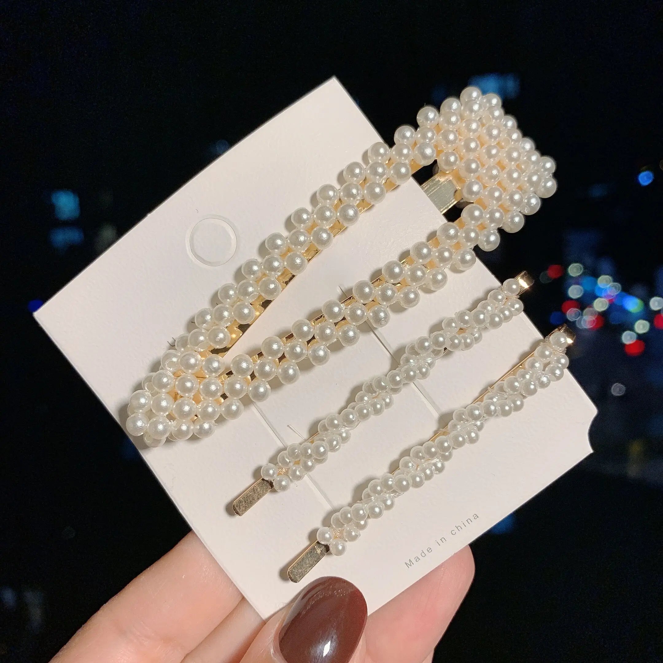 Woman Elegant Geometric Pearl Hairpins Korean Style Hair Clips Alloy Barrettes Girls Hair Accessories Hair Grips Headwear