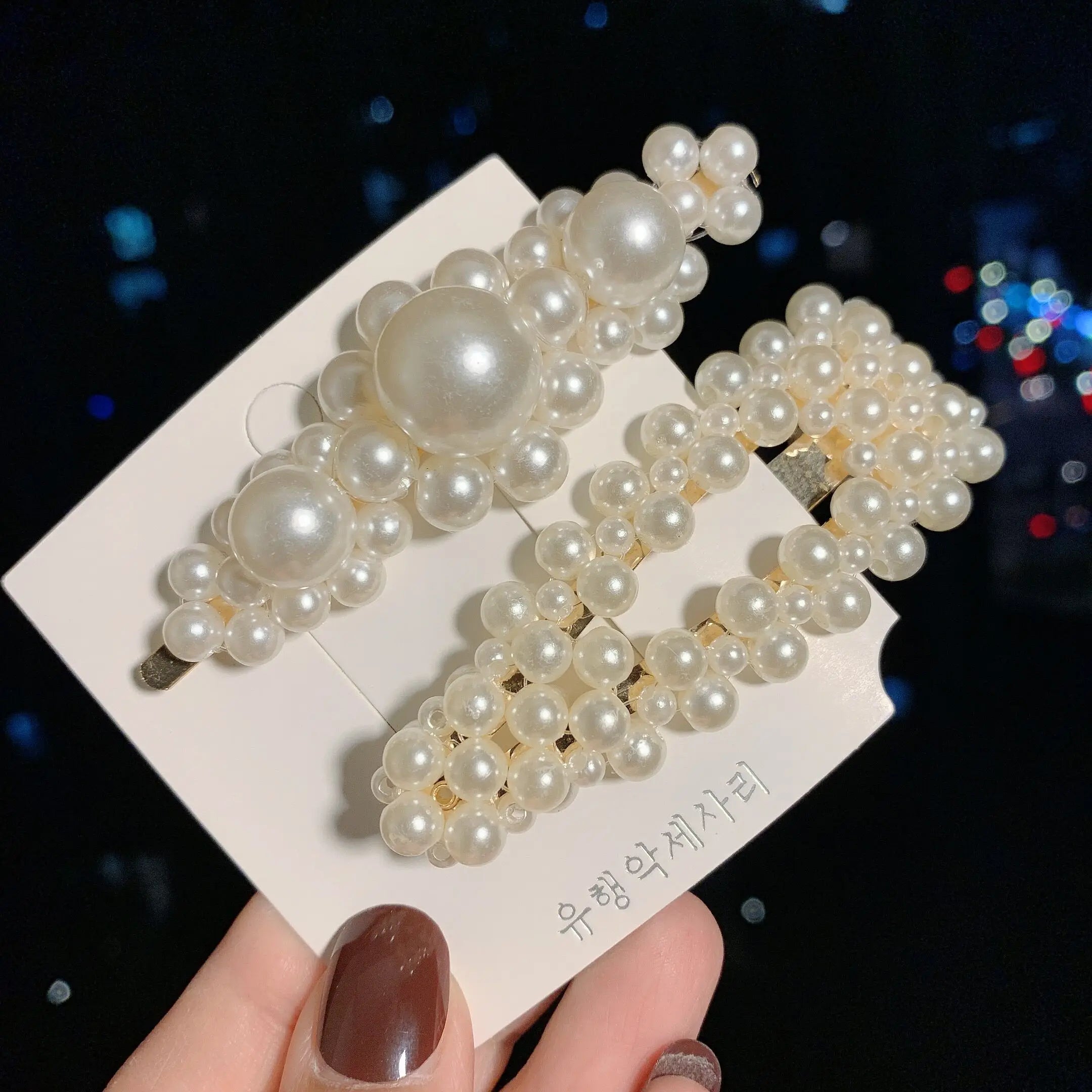 Woman Elegant Geometric Pearl Hairpins Korean Style Hair Clips Alloy Barrettes Girls Hair Accessories Hair Grips Headwear
