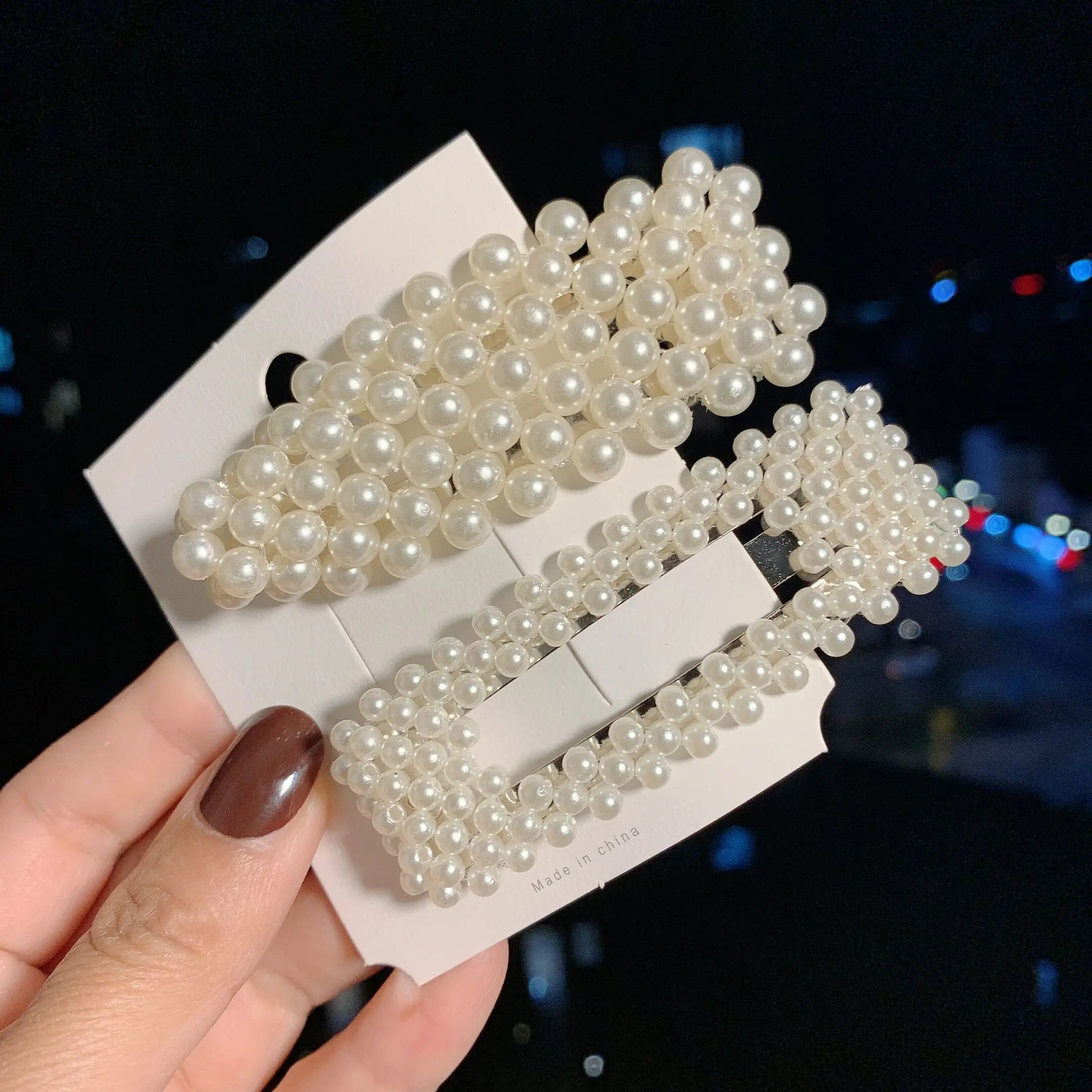 Woman Elegant Geometric Pearl Hairpins Korean Style Hair Clips Alloy Barrettes Girls Hair Accessories Hair Grips Headwear