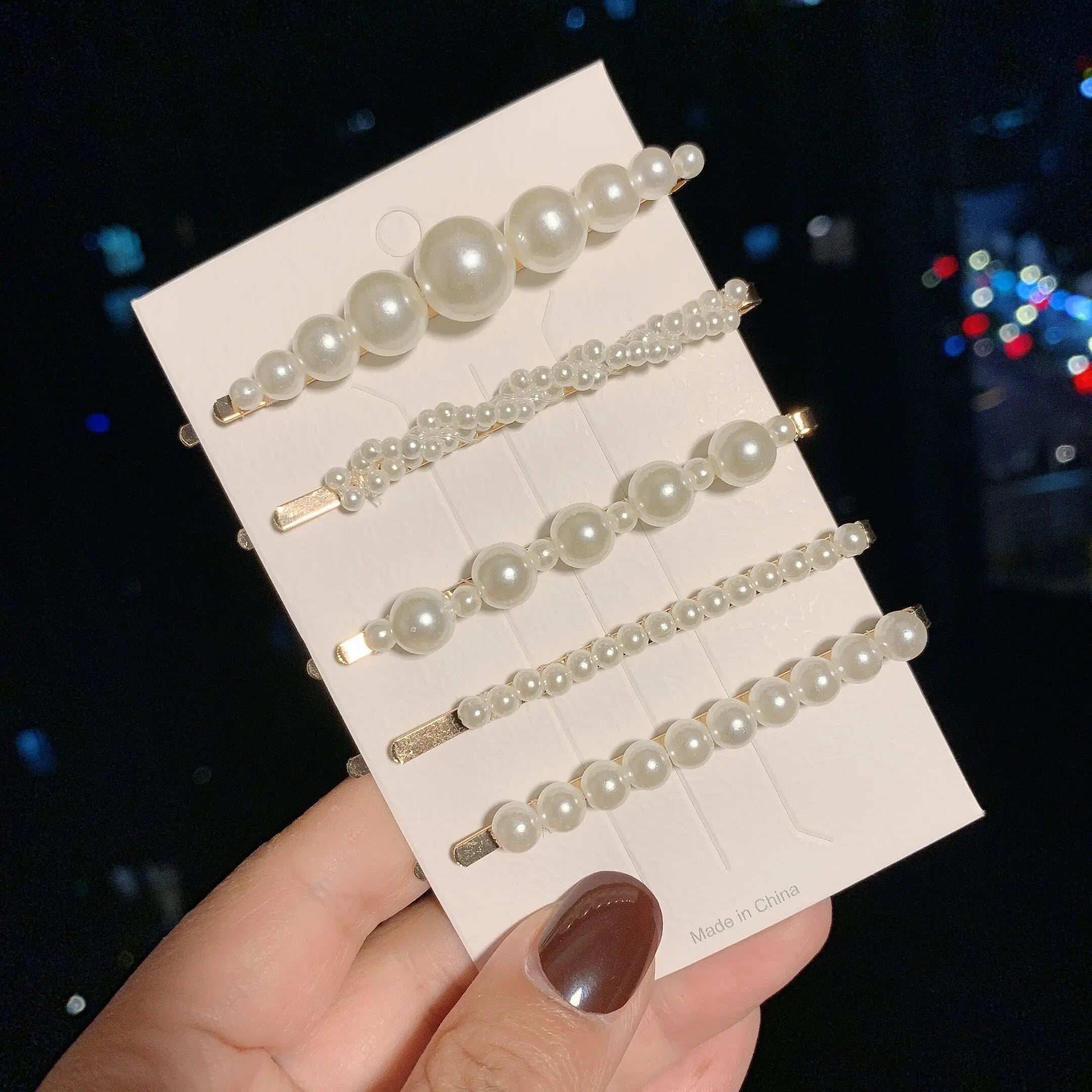 Woman Elegant Geometric Pearl Hairpins Korean Style Hair Clips Alloy Barrettes Girls Hair Accessories Hair Grips Headwear