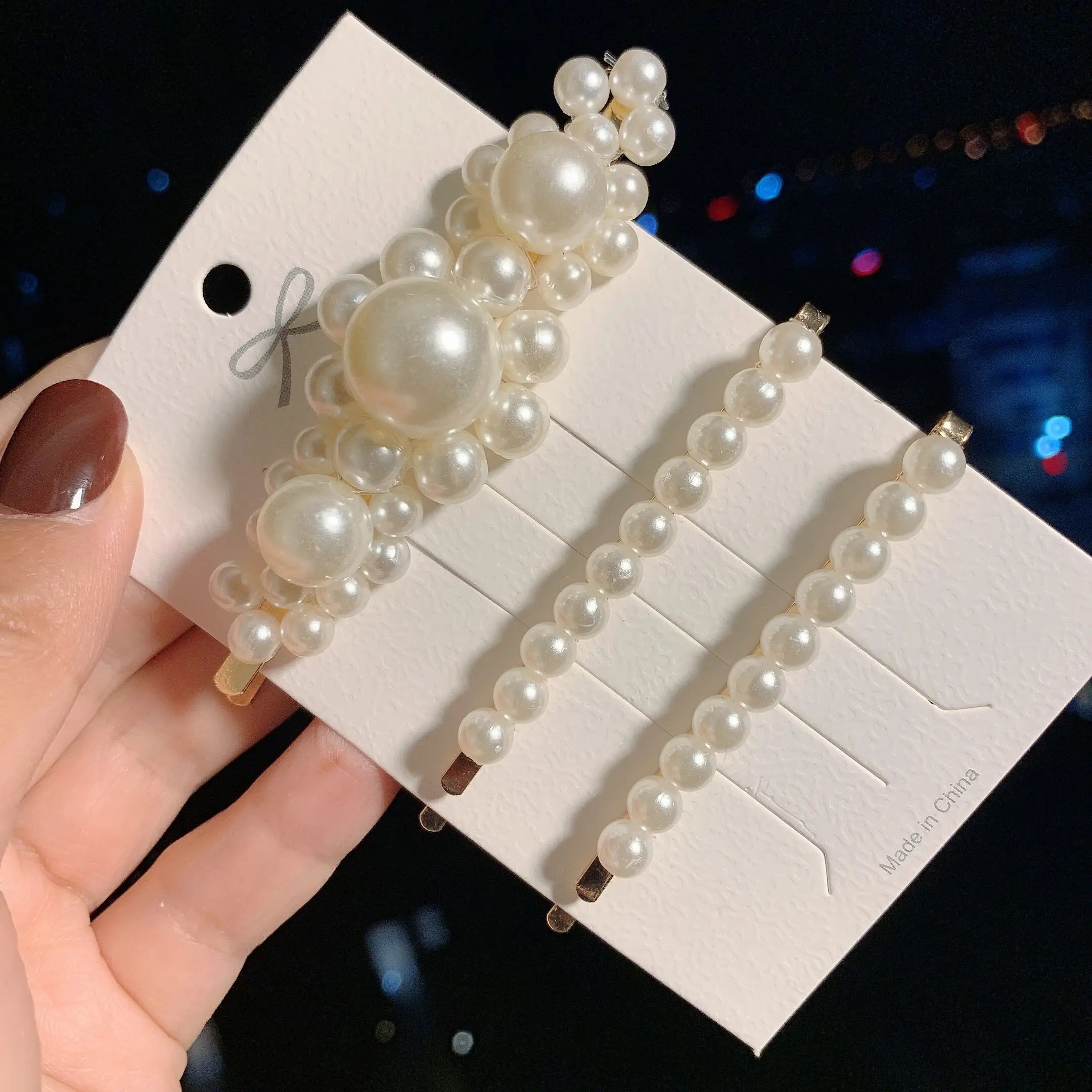 Woman Elegant Geometric Pearl Hairpins Korean Style Hair Clips Alloy Barrettes Girls Hair Accessories Hair Grips Headwear