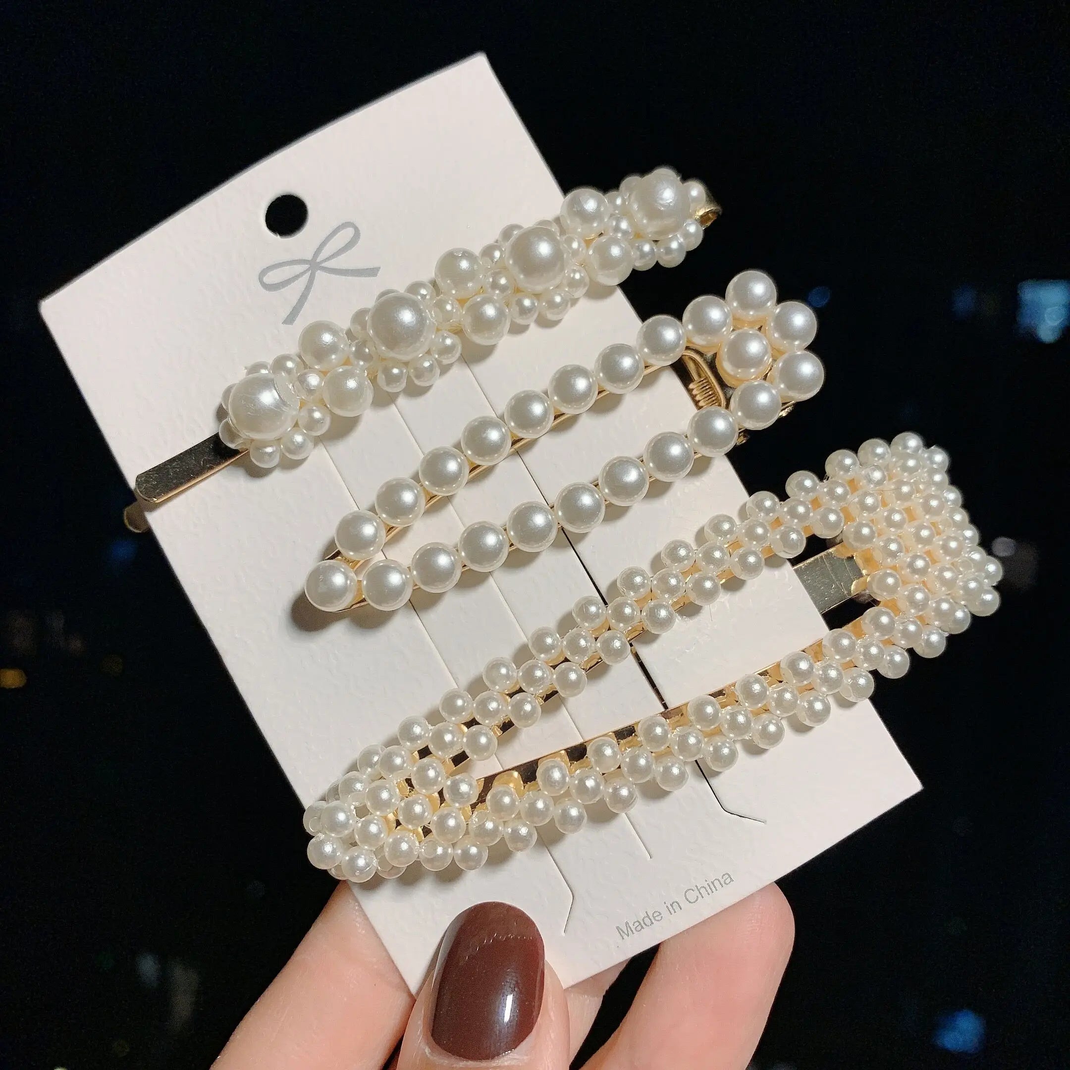 Woman Elegant Geometric Pearl Hairpins Korean Style Hair Clips Alloy Barrettes Girls Hair Accessories Hair Grips Headwear
