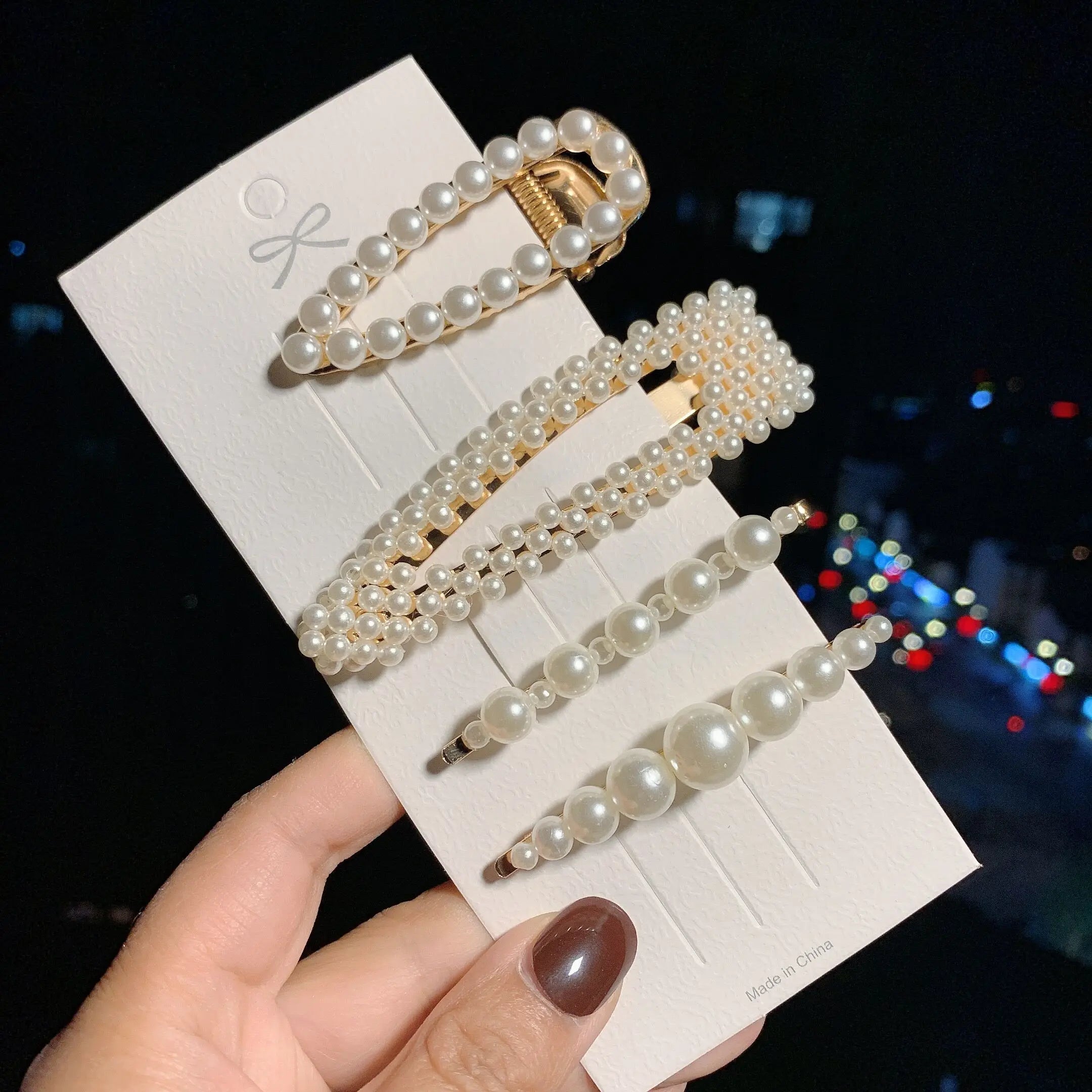 Woman Elegant Geometric Pearl Hairpins Korean Style Hair Clips Alloy Barrettes Girls Hair Accessories Hair Grips Headwear