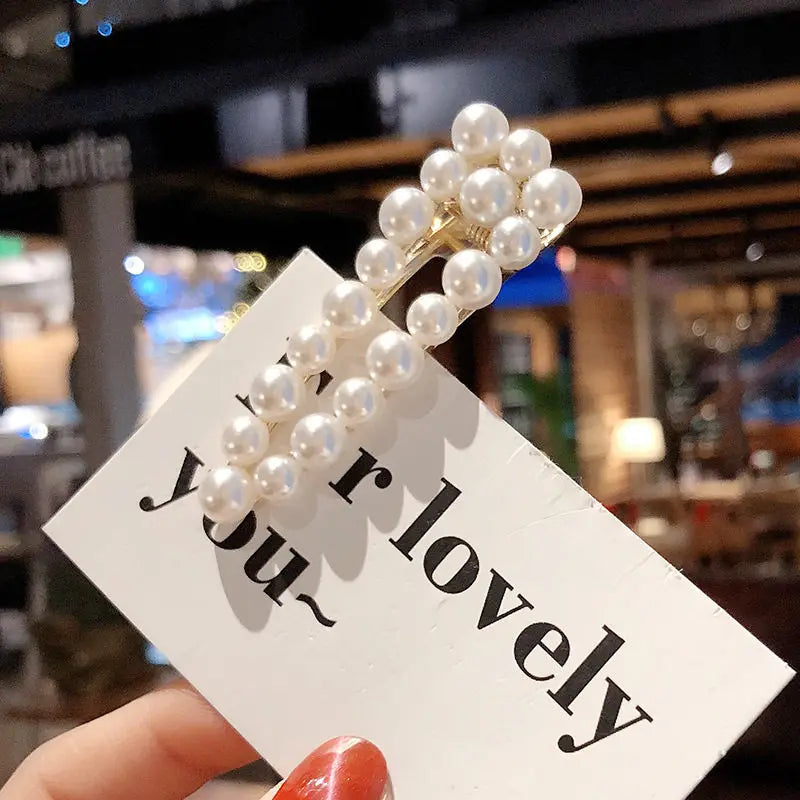 Woman Elegant Geometric Pearl Hairpins Korean Style Hair Clips Alloy Barrettes Girls Hair Accessories Hair Grips Headwear