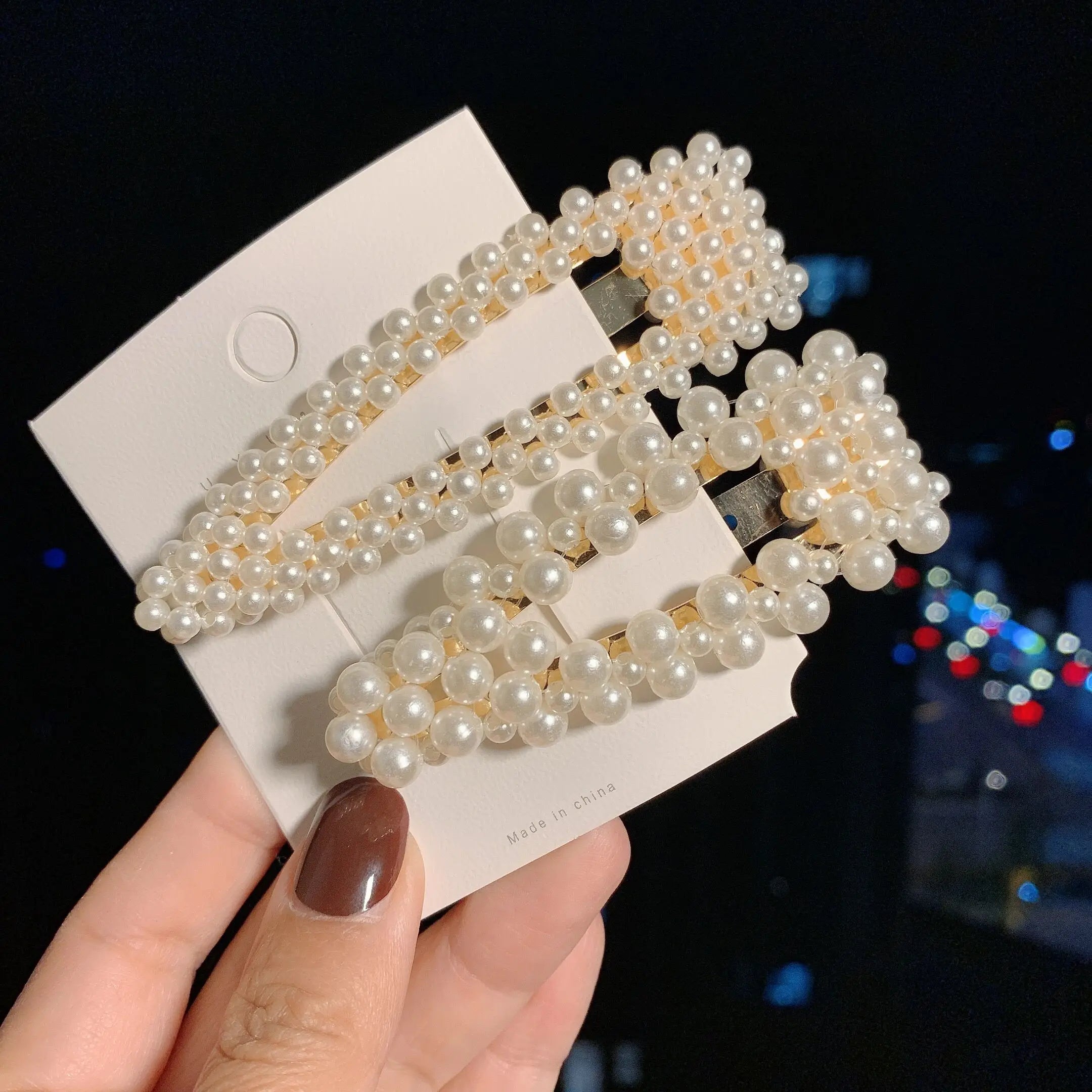 Woman Elegant Geometric Pearl Hairpins Korean Style Hair Clips Alloy Barrettes Girls Hair Accessories Hair Grips Headwear