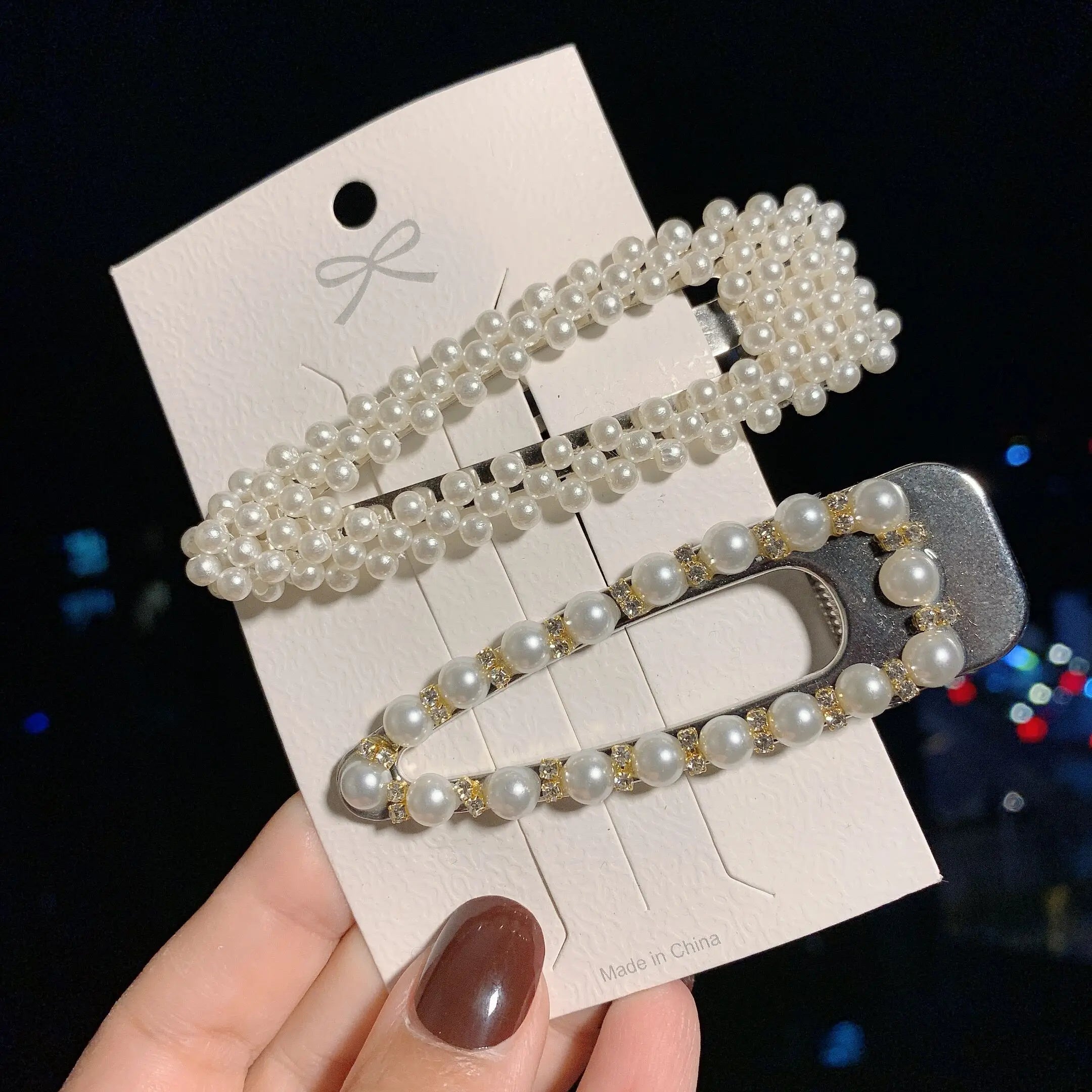 Woman Elegant Geometric Pearl Hairpins Korean Style Hair Clips Alloy Barrettes Girls Hair Accessories Hair Grips Headwear