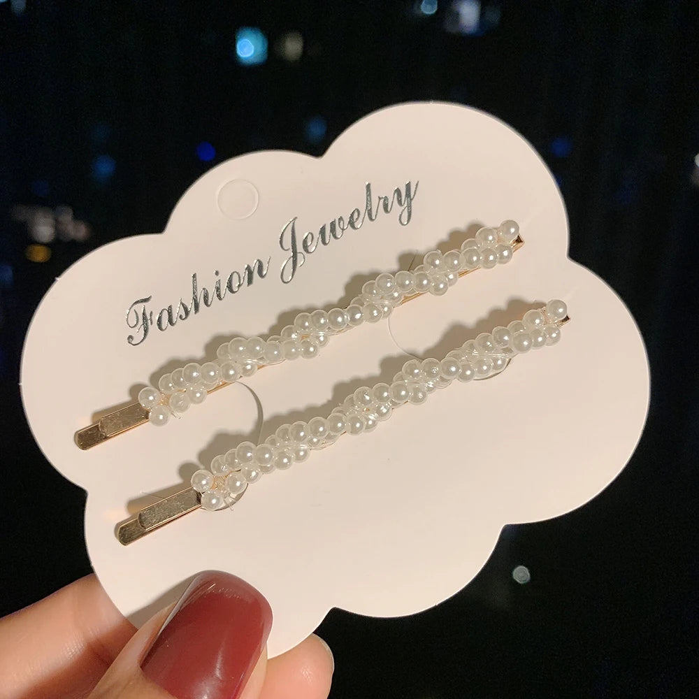Woman Elegant Geometric Pearl Hairpins Korean Style Hair Clips Alloy Barrettes Girls Hair Accessories Hair Grips Headwear
