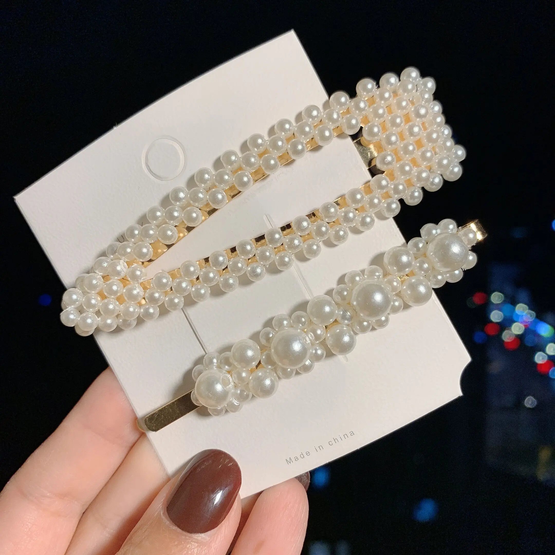 Woman Elegant Geometric Pearl Hairpins Korean Style Hair Clips Alloy Barrettes Girls Hair Accessories Hair Grips Headwear