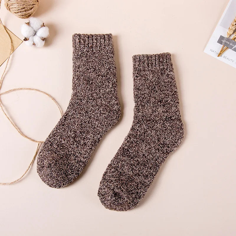 Winter Men's Merino Wool Socks Super Thick Warm High Quality Harajuku Retro Snow Casual Antifreeze Cashmere Socks Men 3 Pair