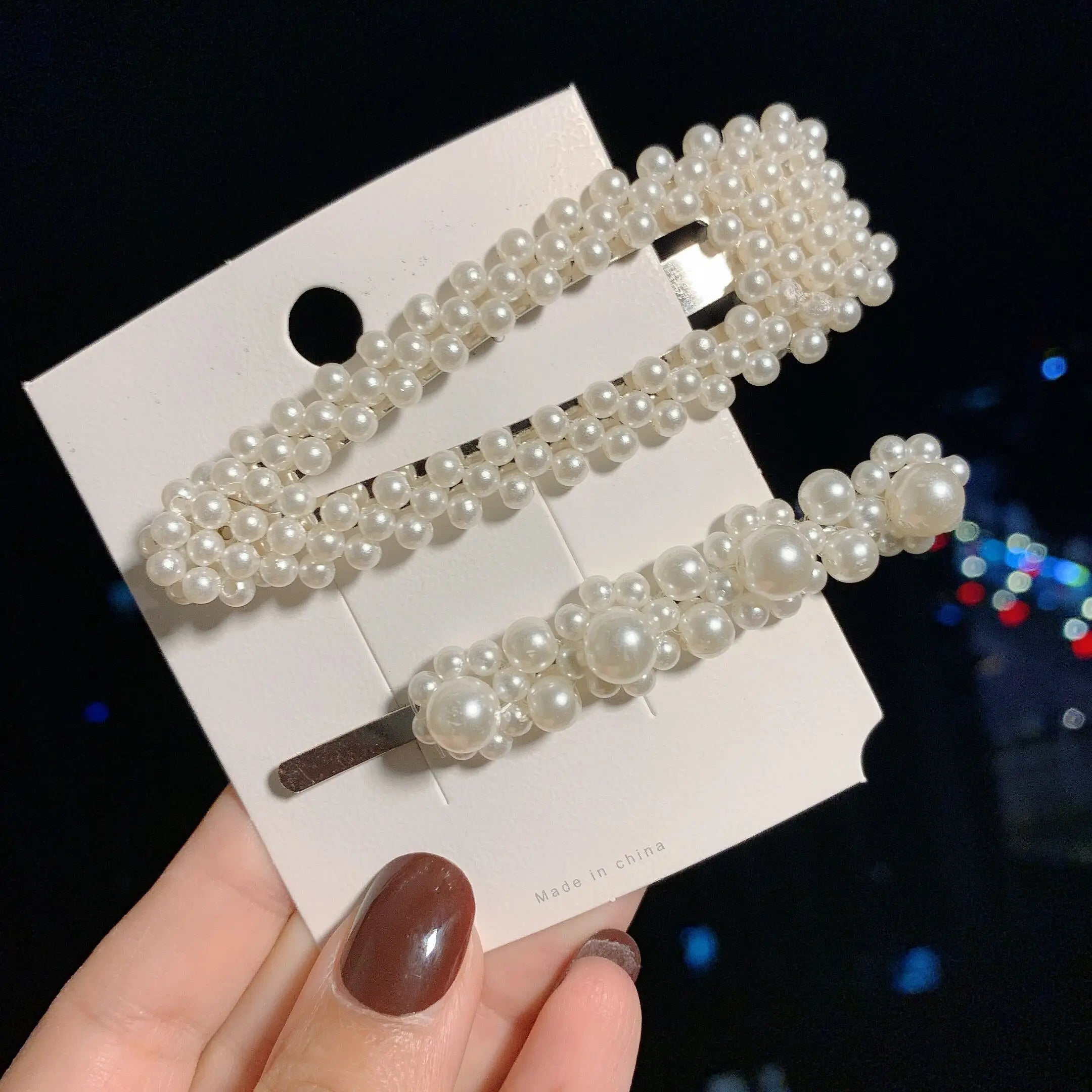 Woman Elegant Geometric Pearl Hairpins Korean Style Hair Clips Alloy Barrettes Girls Hair Accessories Hair Grips Headwear