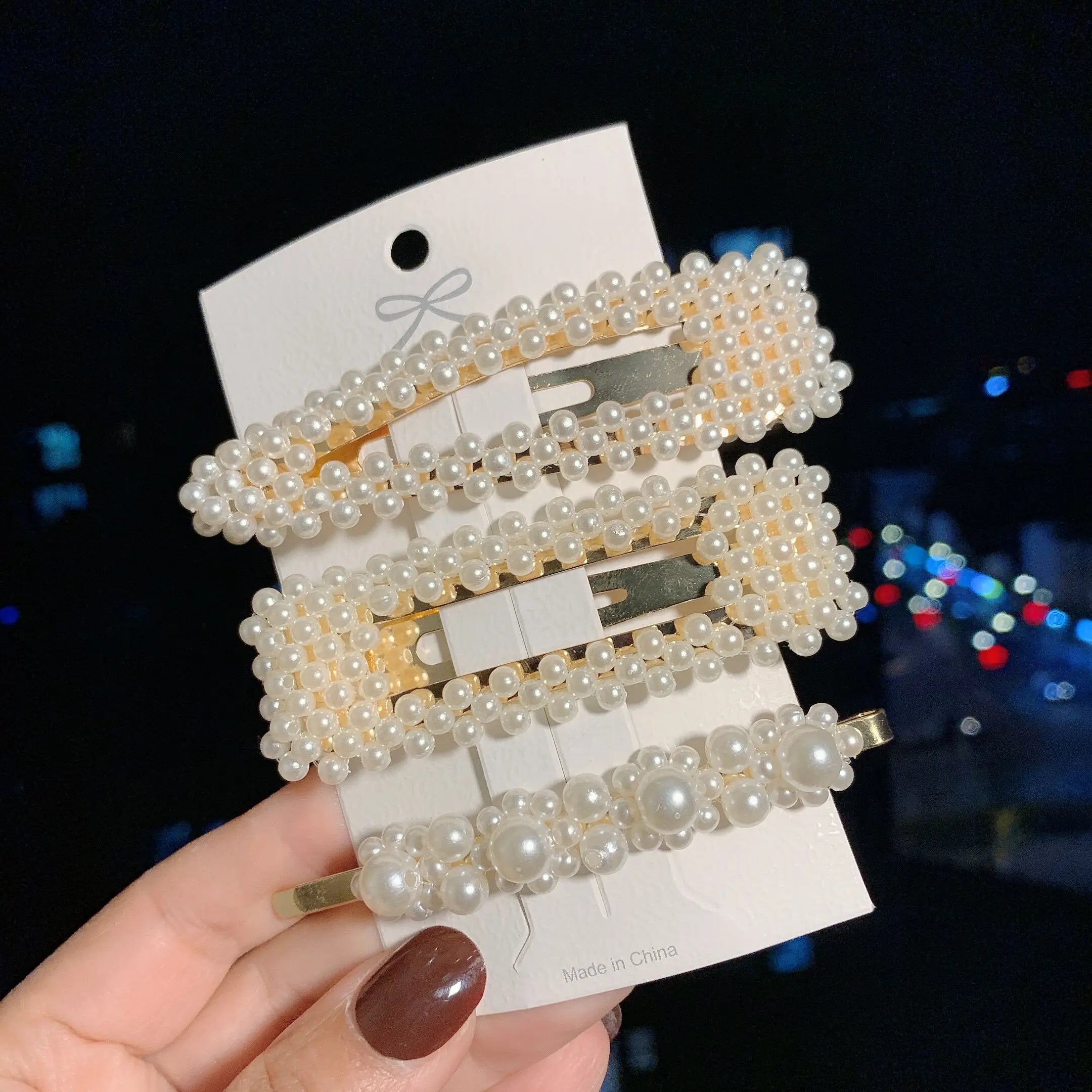 Woman Elegant Geometric Pearl Hairpins Korean Style Hair Clips Alloy Barrettes Girls Hair Accessories Hair Grips Headwear