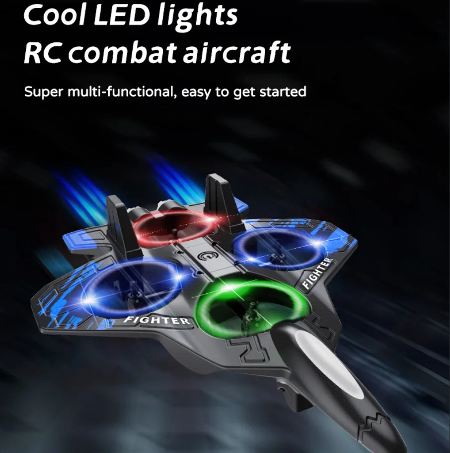 L101 Foam RC Plane F22 Raptor 2.4G 2CH Remote Control Airplane Stunt Fly Aircraft With LED Four Fan 360° One Key Fly Roll Rotate