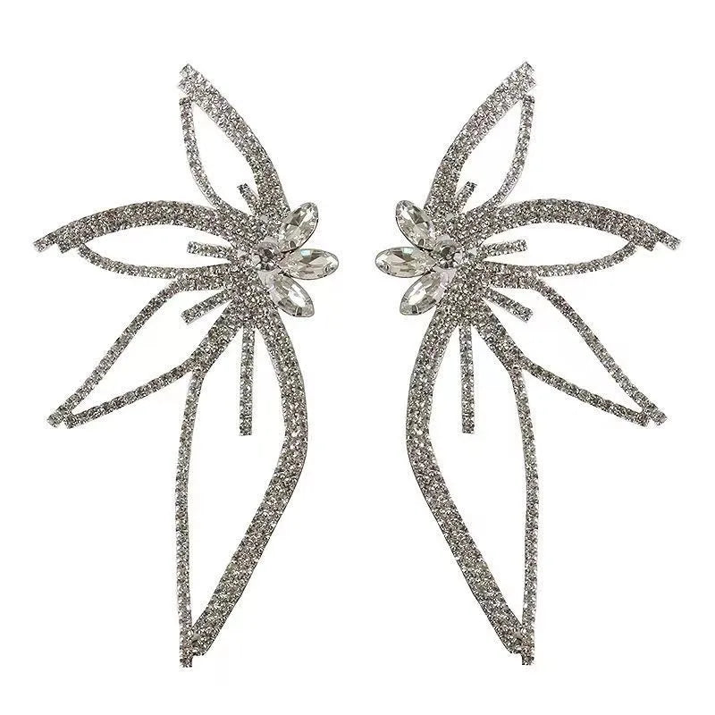 Adolph Trending Crystal Flower Drop Earring Fashion Party Korean Exaggerate Statement Dangle Earrings Female Jewelry For Woman