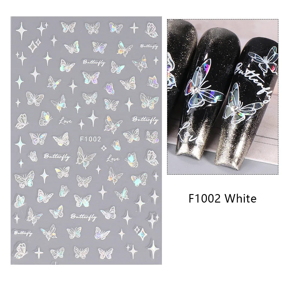 1PCS 3D Laser Heart Letter Nail Sticker Nail Art Decoration Flower Star Nail Accessories Decal Stickers Nail Supplies Nail Parts