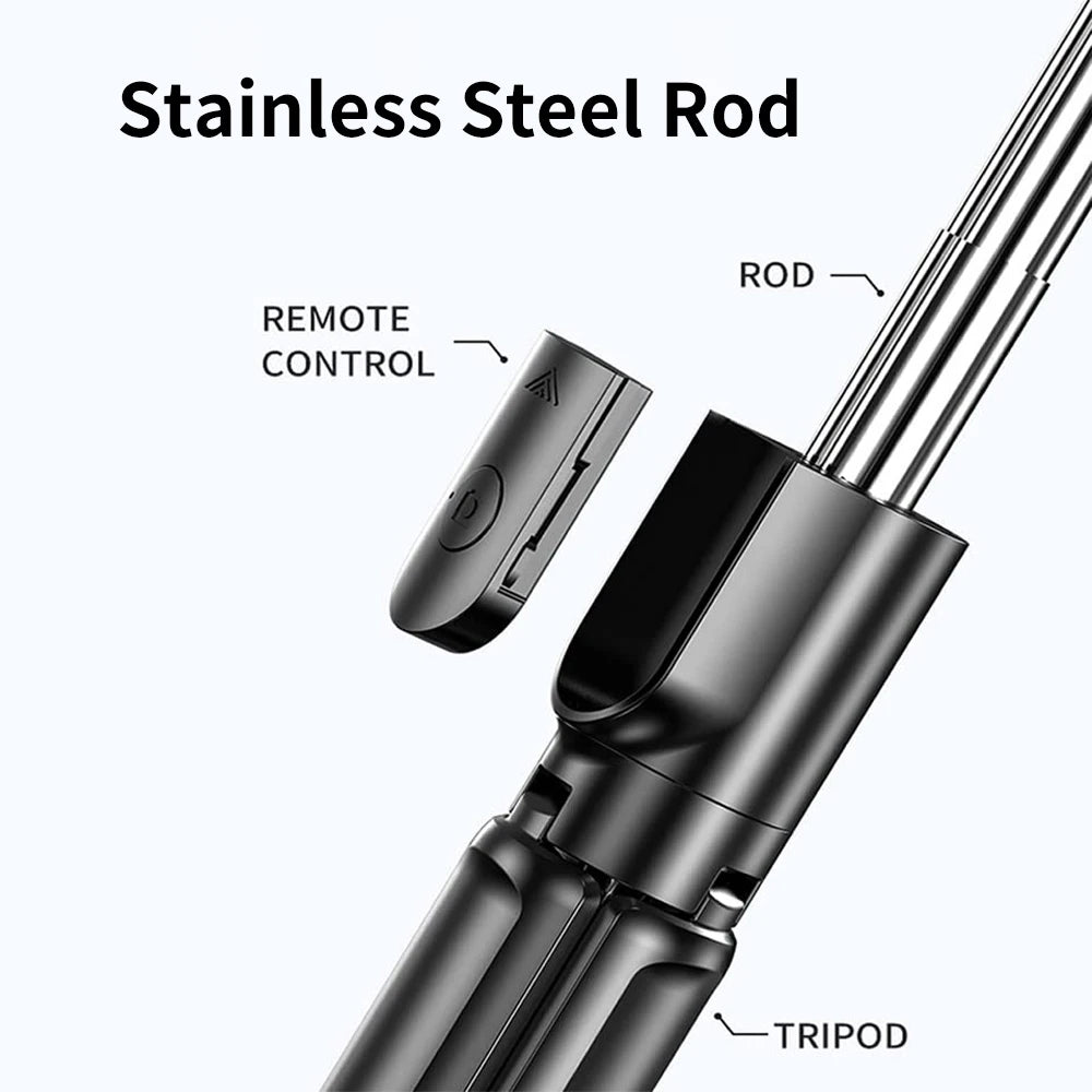 Wireless Selfie Stick Tripod Stand with Light Bluetooth Remote Extendable for iPhone Mobile Phone Tk Live Streaming