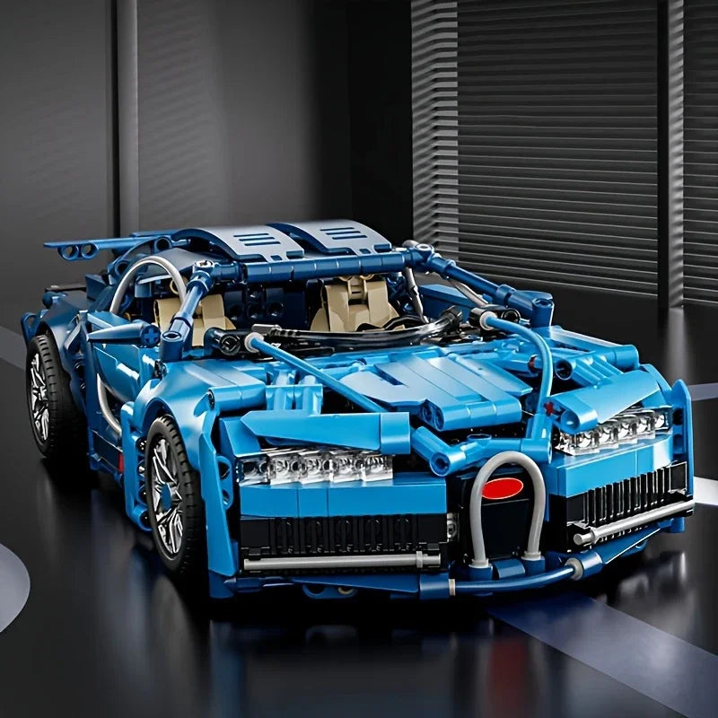 1634-Piece Blue Supercar Building Block Set, 1:14 Scale Racing Car Model DIY Toy Halloween Christmas Gift