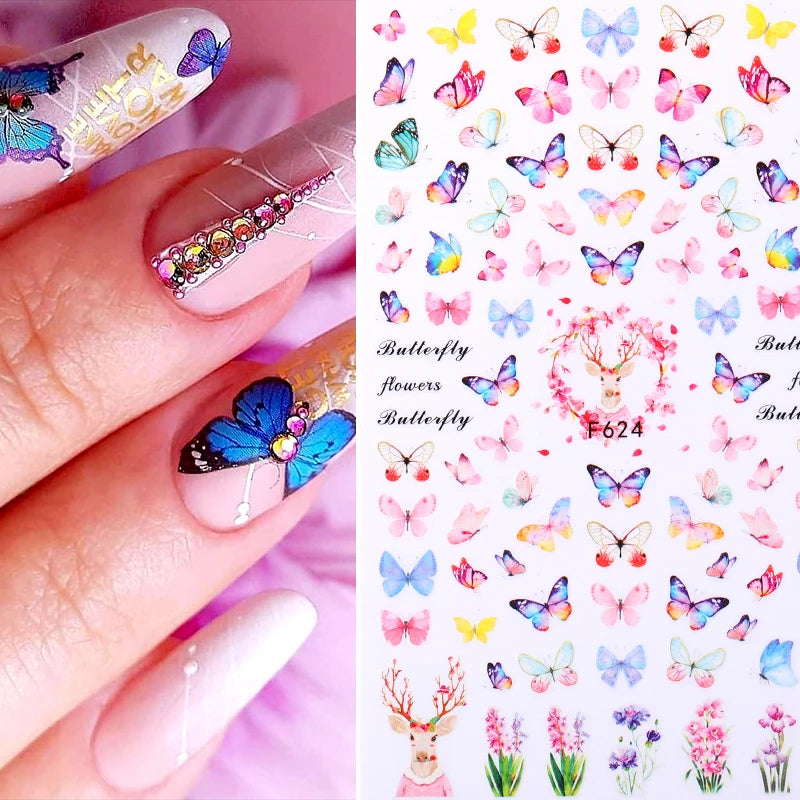 1PCS 3D Laser Heart Letter Nail Sticker Nail Art Decoration Flower Star Nail Accessories Decal Stickers Nail Supplies Nail Parts