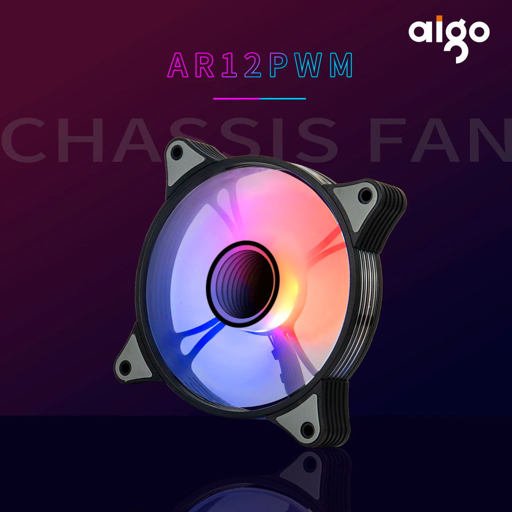 Aigo AR12PRO Computer Case Fan Ventoinha PC magnetic light bar 120mm RGB Fan 4pin PWM CPU Cooling Fan 3p5v Argb 12cm Ventilador