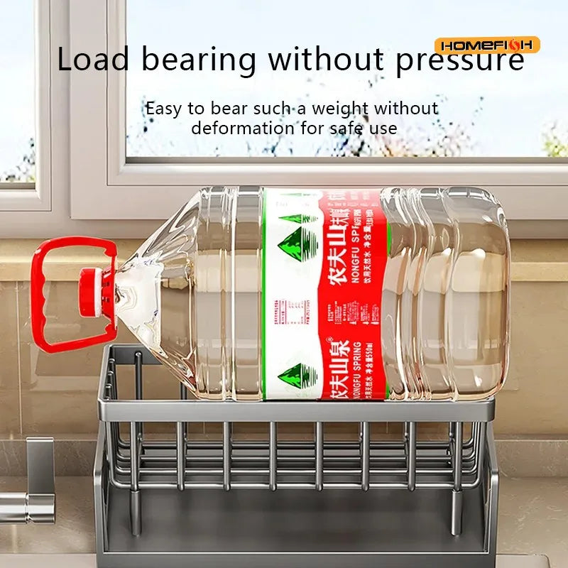 HMJ2  Multi Functional Kitchen Sponge Rack Drain Water Place Dish Soap Organize Rags Capacity Countertop And Store Items