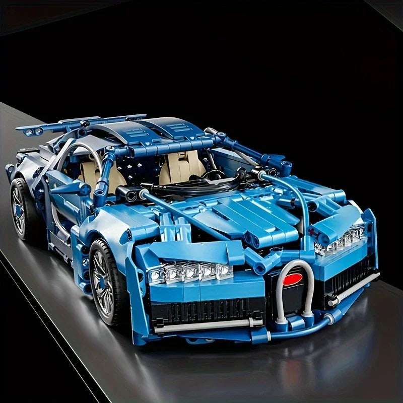 1634-Piece Blue Supercar Building Block Set, 1:14 Scale Racing Car Model DIY Toy Halloween Christmas Gift