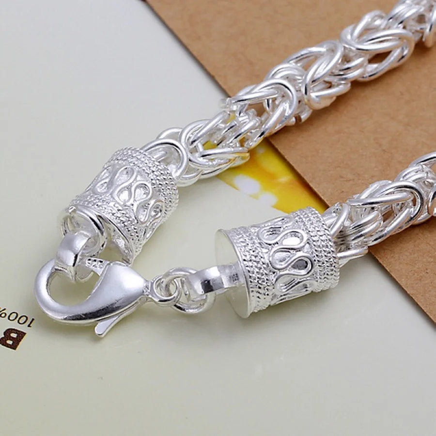 Retro Elements Fashion 925 Sterling Silver Bracelets Chain Jewelry for Women Men Gift Fine Pretty Wedding 20cm
