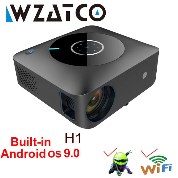 WZATCO H1 Full HD 1920*1080P LED Projector Smart Android WIFI Video Proyector Home Theater Cinema Beamer with 4D Keyston