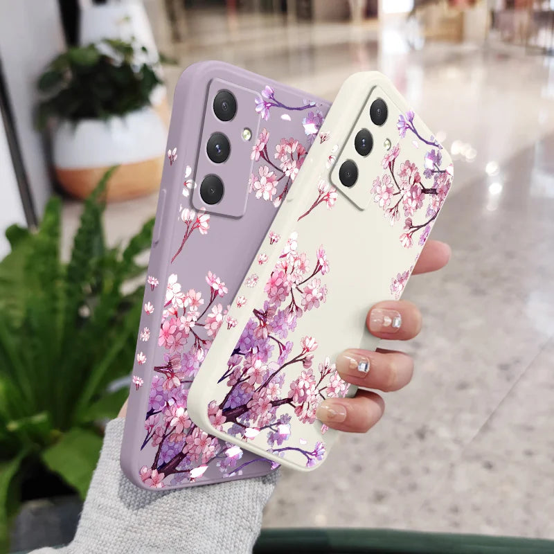 Falling Flowers Phone Case For Samsung Galaxy A56 A55 A36 A35 A26 A25 A15 A17 A16 A07 A06 A05 A54 A34 A24 A14 A04 A04S A04E 5G