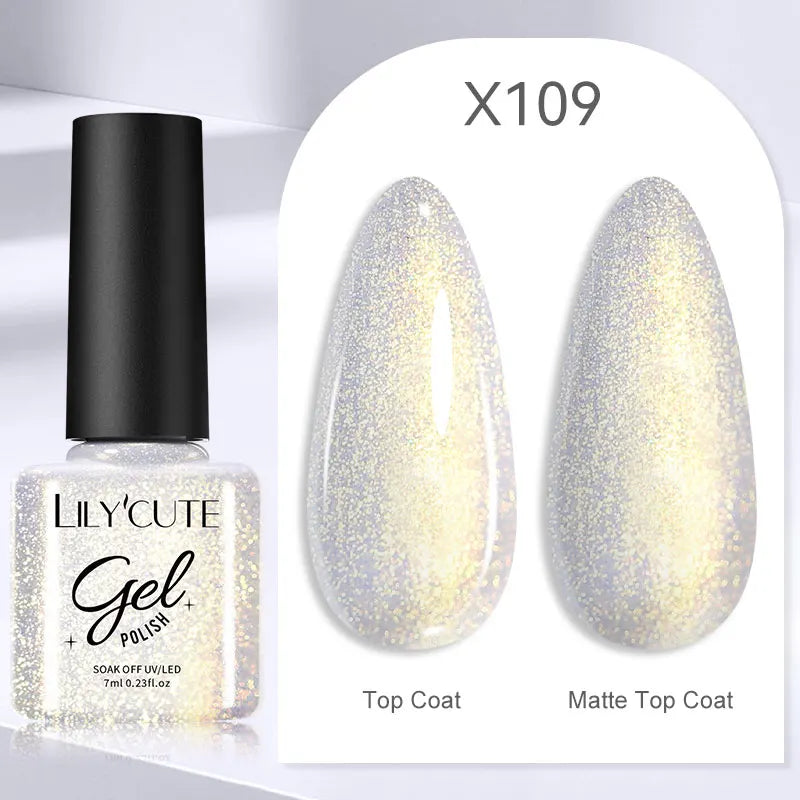 LILYCUTE  5ml Gold Sliver Metallic Liner Gel Nail Polish French Style Super Bright Mirror Pull Line Graffiti Painting Stripe Gel