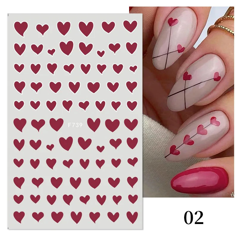 1PCS 3D Laser Heart Letter Nail Sticker Nail Art Decoration Flower Star Nail Accessories Decal Stickers Nail Supplies Nail Parts