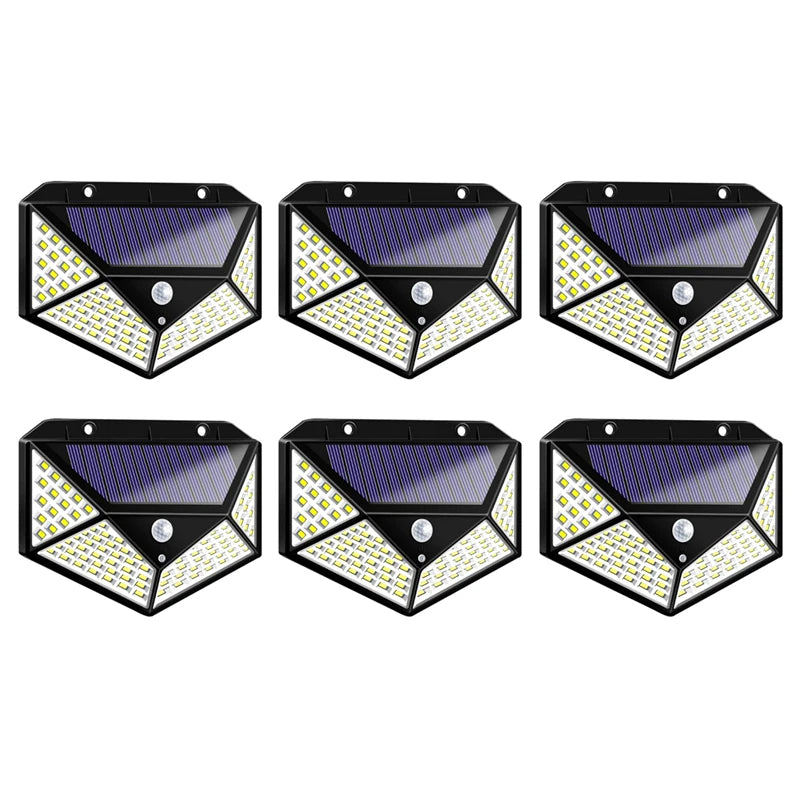 1/2/4/6Pcs 100 LED Wall Lights Outdoor Solar Lamp PIR Motion Sensor Solar Powered Sunlight Street Light for Garden Decoration