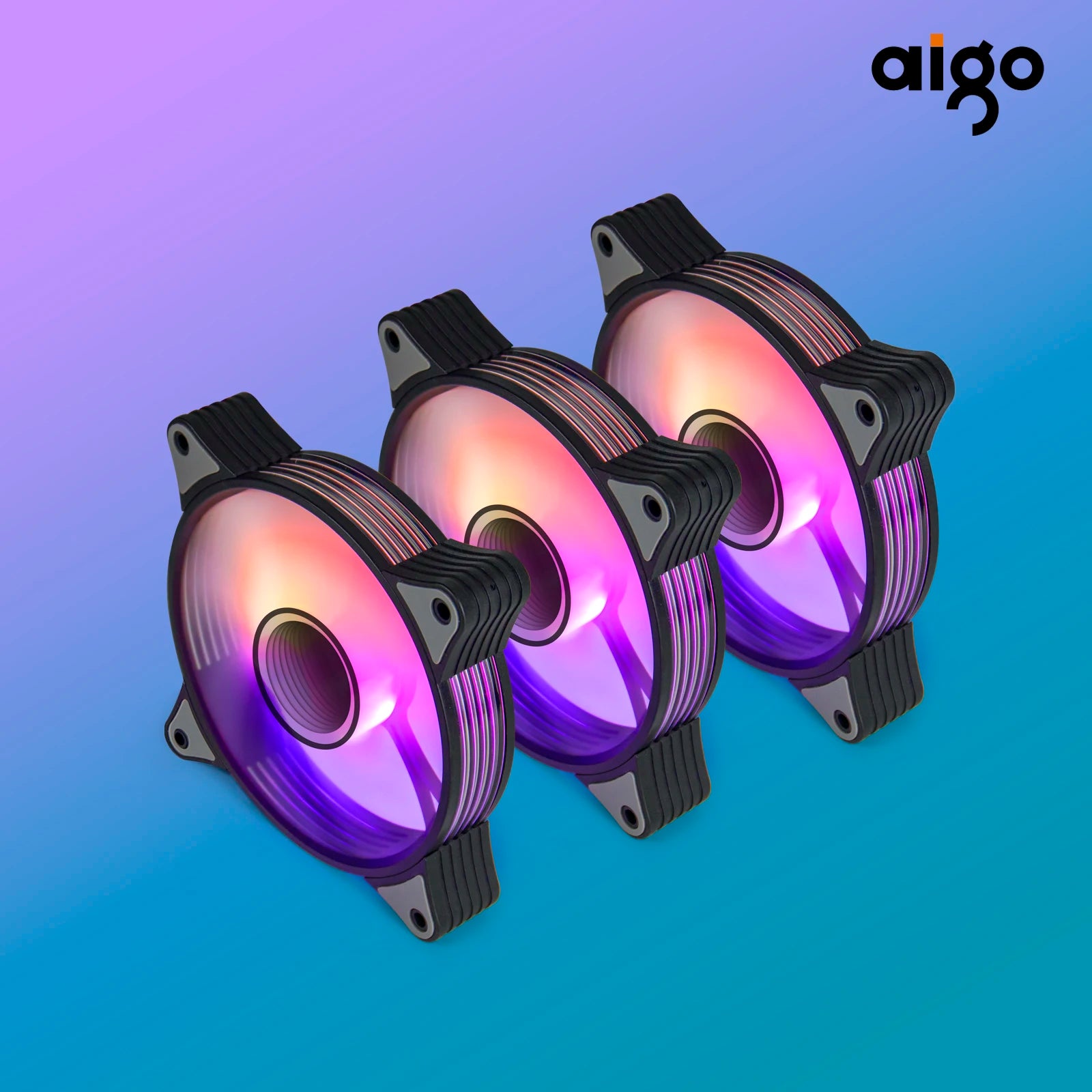 Aigo AR12PRO Computer Case Fan Ventoinha PC magnetic light bar 120mm RGB Fan 4pin PWM CPU Cooling Fan 3p5v Argb 12cm Ventilador