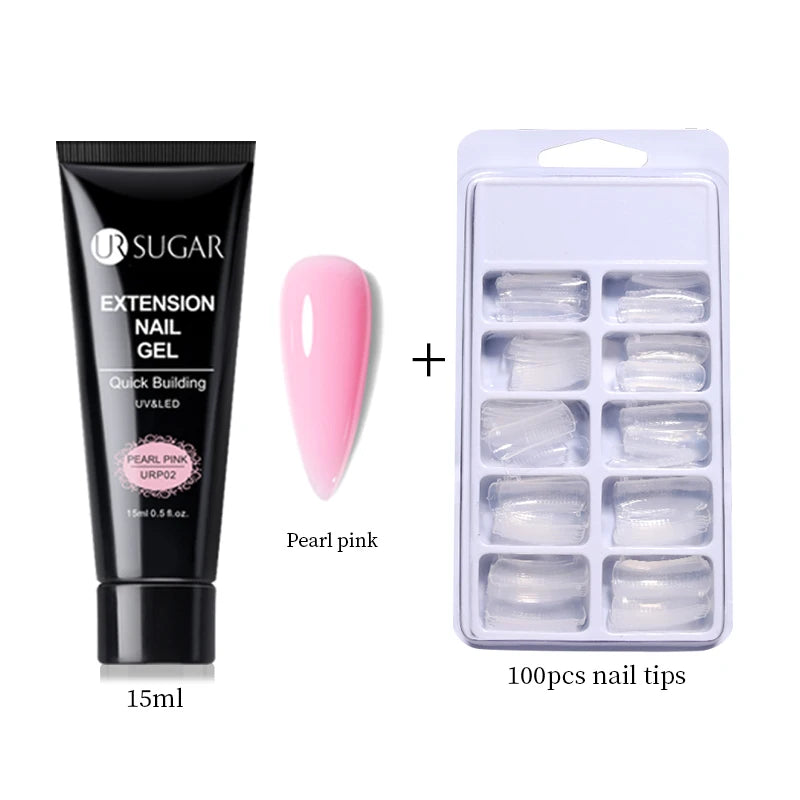UR SUGAR 15ml Nail Extension Gel Soak Off UV LED Acrylic Crystal White Clear Nude Gel Nail Polish UV Construction Gel