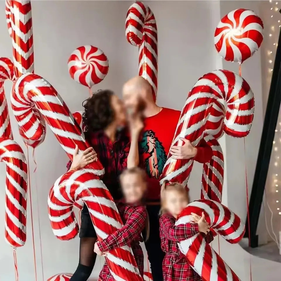 5pcs Big Christmas Candy Cane Stick Balloons Outdoor Candy Canes Decor for Xmas Decoration Supplies 2025 Navidad Decor supplies