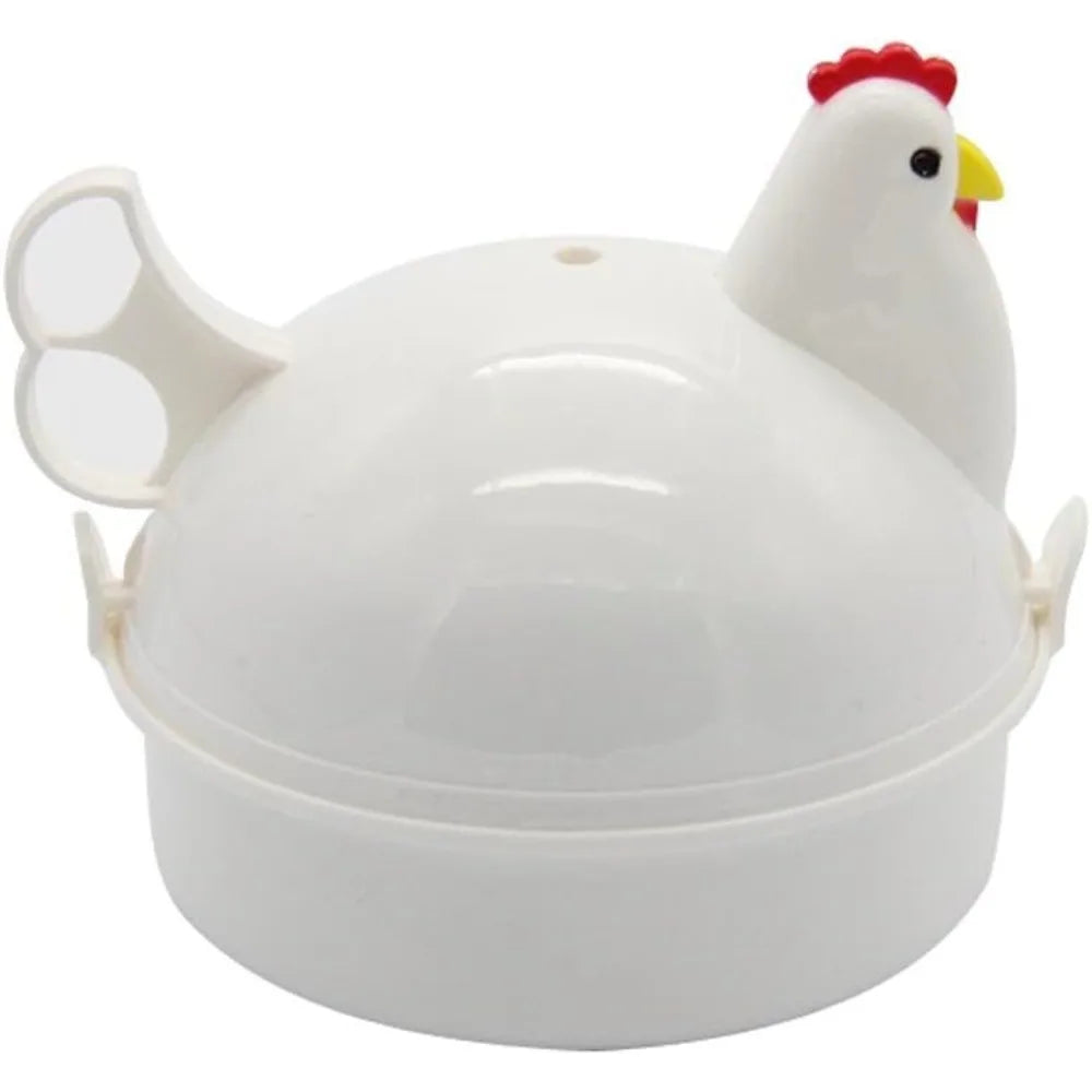 Chicken Shaped Microwave Egg Cooker, Can Cook 4 Eggs, Hard Plastic Shell, Aluminum Alloy Material, Can Cook Eggs Soft or Firm.