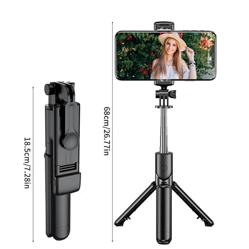 Wireless Selfie Stick Tripod Stand with Light Bluetooth Remote Extendable for iPhone Mobile Phone Tk Live Streaming