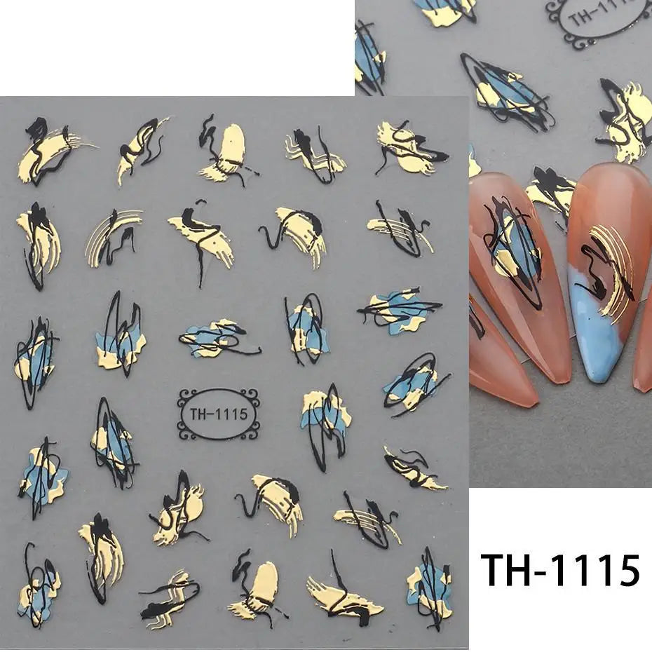 1PCS 3D Laser Heart Letter Nail Sticker Nail Art Decoration Flower Star Nail Accessories Decal Stickers Nail Supplies Nail Parts