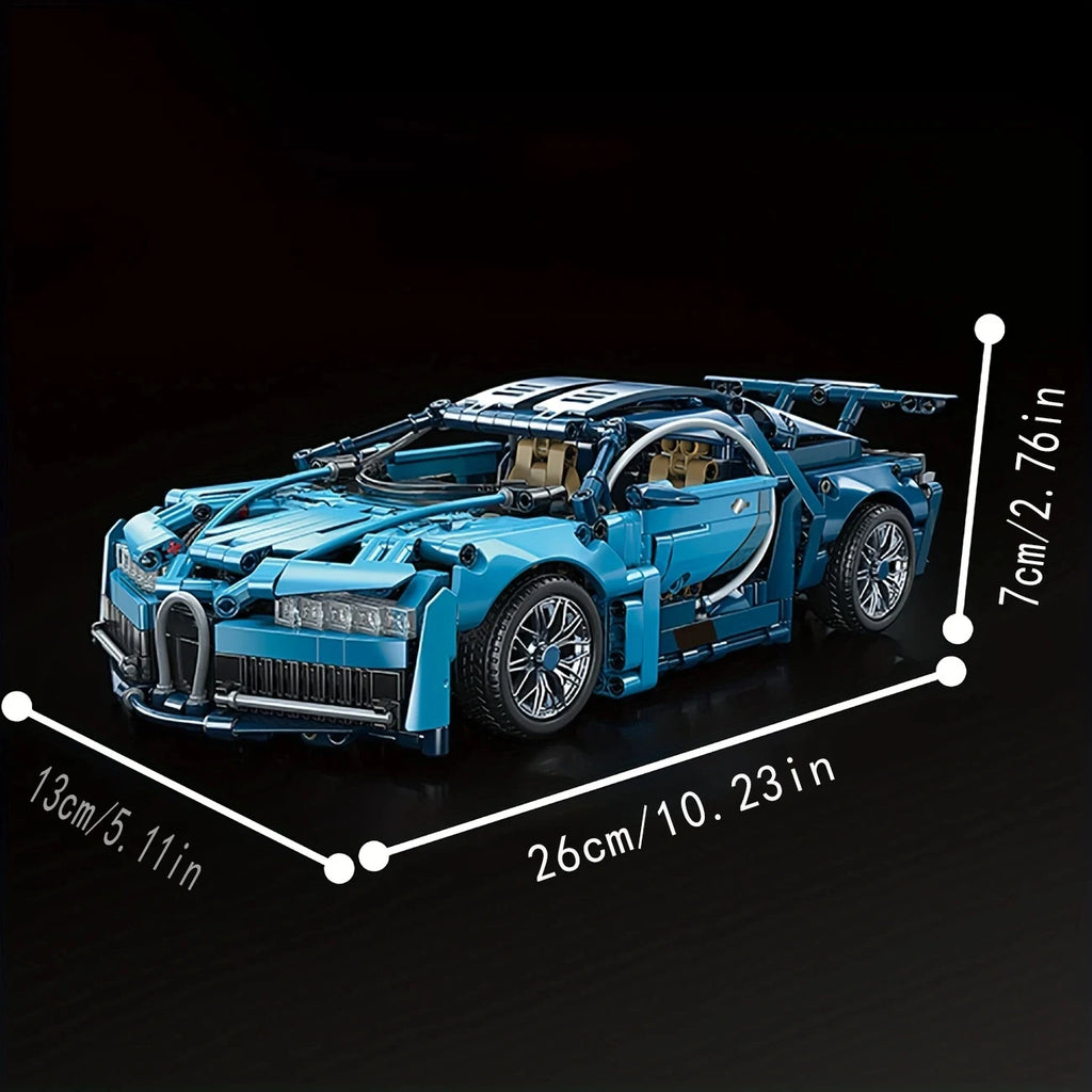 1634-Piece Blue Supercar Building Block Set, 1:14 Scale Racing Car Model DIY Toy Halloween Christmas Gift
